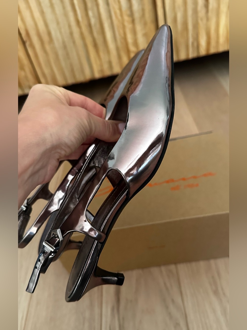 Schutz Pointed toe metallic sling back kitten heels 6/6.5 - Picture 2 of 16